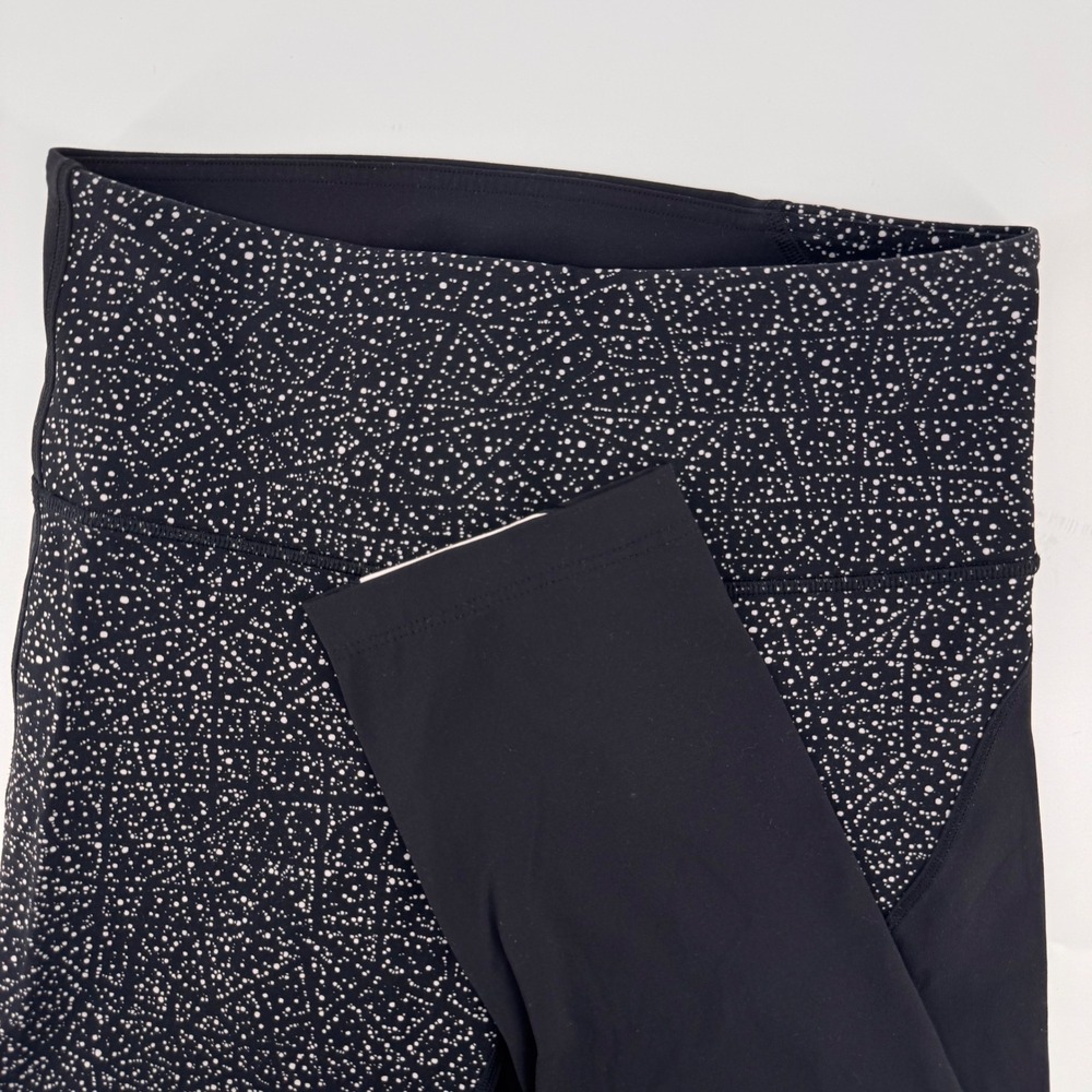Lululemon Cropped Leggings Womens 8 Black‎ Speckled Colorblock High Rise Tights